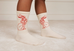 Preview: MINI RODINI Socken Hase - offwhite